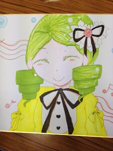 Rating: Safe Score: 0 Tags: 1girl beamed_eighth_notes blush closed_eyes colored_pencil_(medium) drill_hair eighth_note flower graphite_(medium) green_hair image kanaria marker_(medium) musical_note neck_ribbon photo ribbon rose shikishi smile solo traditional_media twin_drills watercolor_(medium) User: admin