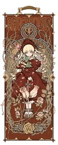 Rating: Safe Score: 0 Tags: 1girl art_nouveau barefoot blonde_hair blue_eyes bonnet bow cane commentary_request dress drill_hair flower fujinozu highres image long_hair long_sleeves looking_at_viewer plant red_dress rose rozen_maiden shinku solo twintails vines User: admin