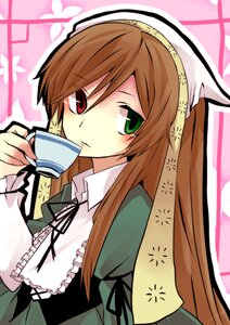 Rating: Safe Score: 0 Tags: 1girl black_ribbon brown_hair cup dress frills green_dress green_eyes head_scarf heterochromia holding image long_hair long_sleeves looking_at_viewer red_eyes ribbon solo suiseiseki teacup upper_body very_long_hair User: admin