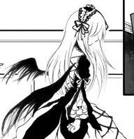 Rating: Safe Score: 0 Tags: 1girl dress greyscale hair_ornament hair_ribbon image long_hair long_sleeves monochrome ribbon solo suigintou very_long_hair wings User: admin