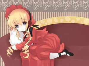 Rating: Safe Score: 0 Tags: 1girl black_footwear blonde_hair blue_eyes bonnet capelet dress drill_hair image long_hair long_sleeves looking_at_viewer lying mary_janes red_capelet red_dress ringlets rose shinku shoes smile solo twin_drills white_legwear User: admin