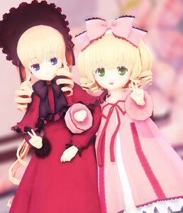 Rating: Safe Score: 0 Tags: 2girls blonde_hair blue_eyes blurry bow depth_of_field dress drill_hair food frills green_eyes hina_ichigo hinaichigo image long_hair long_sleeves looking_at_viewer multiple_girls pair pink_bow red_dress shinku smile standing twin_drills User: admin