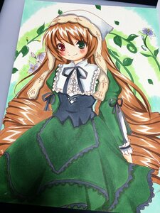 Rating: Safe Score: 0 Tags: 1girl blush brown_hair dress drill_hair frills green_dress green_eyes head_scarf heterochromia image long_hair long_sleeves looking_at_viewer marker_(medium) red_eyes smile solo suiseiseki traditional_media twin_drills very_long_hair User: admin