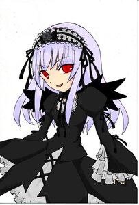 Rating: Safe Score: 0 Tags: 1girl :d bangs black_dress black_ribbon cowboy_shot dress frilled_sleeves frills hairband image juliet_sleeves long_hair long_sleeves looking_at_viewer open_mouth puffy_sleeves red_eyes ribbon simple_background smile solo suigintou white_background wings User: admin