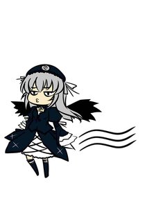 Rating: Safe Score: 0 Tags: 1girl black_wings chibi cross dress flower full_body hat image long_hair long_sleeves simple_background solo suigintou white_background wings User: admin