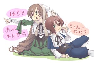 Rating: Safe Score: 0 Tags: 2girls :d brown_hair dress frills green_eyes head_scarf heterochromia image long_hair long_sleeves looking_at_viewer multiple_girls open_mouth pair red_eyes siblings simple_background sisters souseiseki suiseiseki twins very_long_hair white_background User: admin