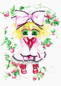 Rating: Safe Score: 0 Tags: 1girl animal_ears blonde_hair bow cat_ears dress flower food frills fruit green_eyes hair_bow hina_ichigo hinaichigo image long_sleeves pink_bow red_footwear shoes short_hair solo standing strawberry striped traditional_media User: admin