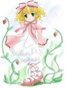 Rating: Safe Score: 0 Tags: 1girl apple blonde_hair bloomers bow commentary_request curly_hair dress flower food footwear_ribbon frills fruit full_body ginjyasei grass green_eyes hair_bow hina_ichigo hinaichigo image long_sleeves looking_at_viewer mary_janes object_namesake pantyhose pink_bow pink_dress plant ribbon rozen_maiden shoes short_hair smile solo standing strawberry underwear vines white_bloomers white_legwear User: admin