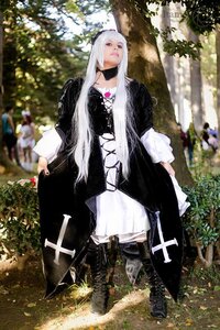 Rating: Safe Score: 0 Tags: 1girl black_dress boots choker dress full_body long_hair red_eyes solo standing suigintou white_hair User: admin