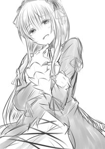 Rating: Safe Score: 0 Tags: 1girl :d blush dress eyebrows_visible_through_hair greyscale hairband image juliet_sleeves long_hair long_sleeves looking_at_viewer monochrome open_mouth puffy_sleeves simple_background sketch smile solo striped suigintou vertical_stripes very_long_hair white_background User: admin