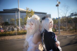 Rating: Safe Score: 0 Tags: 2girls 3d back-to-back bangs black_dress blurry blurry_background building city day dress flower hair_ornament multiple_cosplay multiple_girls outdoors photo power_lines sky tagme veil white_dress white_hair yorha_no._2_type_b User: admin