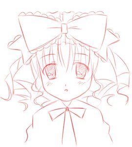 Rating: Safe Score: 0 Tags: 1girl blush bow dress hair_bow hinaichigo image looking_at_viewer monochrome ribbon simple_background solo white_background User: admin