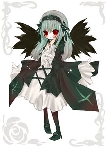 Rating: Safe Score: 0 Tags: 1girl bangs black_ribbon black_wings boots dress feathers flower frills full_body hairband high_heel_boots image long_hair long_sleeves looking_at_viewer red_eyes ribbon rose solo standing suigintou wings User: admin