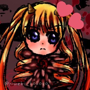 Rating: Safe Score: 0 Tags: 1girl blonde_hair blue_eyes blush dress flower heart red_rose rose shinku solo twintails User: admin