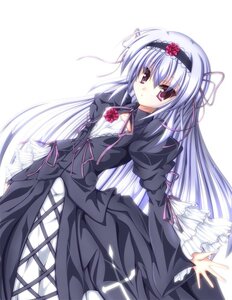 Rating: Safe Score: 0 Tags: 1girl black_dress dress flower frills gothic_lolita hairband image juliet_sleeves lolita_fashion lolita_hairband long_hair long_sleeves looking_at_viewer puffy_sleeves ribbon rose silver_hair solo suigintou very_long_hair white_background User: admin