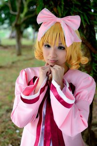 Rating: Safe Score: 0 Tags: 1girl blonde_hair blurry bow depth_of_field dress drill_hair hair_bow hina_ichigo hinaichigo lips long_sleeves looking_at_viewer photo pink_bow pink_dress realistic short_hair solo upper_body User: admin