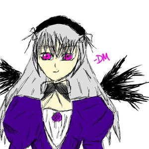 Rating: Safe Score: 0 Tags: 1girl black_wings dress feathered_wings flower frills hairband image long_hair long_sleeves looking_at_viewer rose simple_background smile solo suigintou upper_body white_background wings User: admin