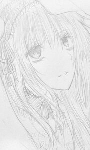 Rating: Safe Score: 0 Tags: 1girl akemi_homura closed_mouth greyscale hair_ribbon hairband image looking_at_viewer monochrome ribbon simple_background sketch solo suigintou User: admin