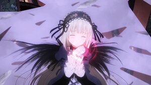 Rating: Safe Score: 0 Tags: 1girl black_dress black_ribbon black_wings building closed_eyes dress flower frilled_sleeves frills hairband image long_hair long_sleeves ribbon rose silver_hair solo suigintou very_long_hair wings User: admin