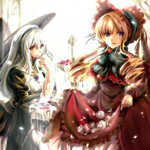 Rating: Safe Score: 0 Tags: 2girls blonde_hair blue_eyes bonnet dress drill_hair flower frills hat image long_hair long_sleeves looking_at_viewer multiple_girls pair red_dress rose shinku suigintou User: admin