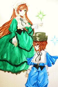 Rating: Safe Score: 0 Tags: 2girls brown_hair dress frills green_dress green_eyes hat head_scarf heterochromia image long_hair long_sleeves looking_at_viewer multiple_girls pair red_eyes short_hair siblings sisters smile souseiseki suiseiseki top_hat twins very_long_hair User: admin