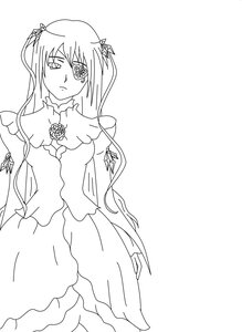 Rating: Safe Score: 0 Tags: 1girl barasuishou bare_shoulders dress flower frills greyscale image long_hair looking_at_viewer monochrome rose simple_background solo User: admin