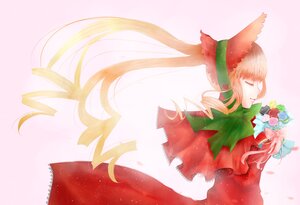 Rating: Safe Score: 0 Tags: 1girl bangs blonde_hair bonnet closed_eyes dress flower image long_hair red_dress red_flower red_rose rose shinku solo striped very_long_hair User: admin