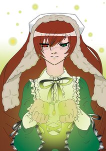 Rating: Safe Score: 0 Tags: 1girl brown_hair dress frills green_dress green_eyes heterochromia image long_hair long_sleeves looking_at_viewer red_eyes ribbon solo suiseiseki very_long_hair User: admin