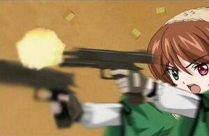 Rating: Safe Score: 0 Tags: 1girl blurry blurry_foreground brown_hair casing_ejection depth_of_field firing gloves green_eyes gun handgun heterochromia holding holding_weapon image motion_blur open_mouth red_eyes solo suiseiseki weapon white_gloves User: admin