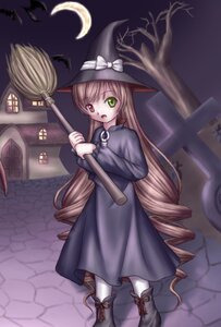 Rating: Safe Score: 0 Tags: 1girl boots broom brown_hair crescent_moon dress drill_hair full_body green_eyes halloween hat heterochromia image lantern long_hair long_sleeves moon night open_mouth pantyhose red_eyes solo standing suiseiseki twin_drills very_long_hair witch witch_hat User: admin