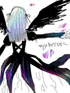 Rating: Safe Score: 0 Tags: 1girl black_dress black_ribbon dress hair_ribbon image long_hair long_sleeves ribbon simple_background solo suigintou white_background wings User: admin