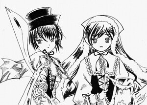 Rating: Safe Score: 0 Tags: 2girls blush greyscale hat image long_hair long_sleeves monochrome multiple_girls pair ribbon siblings sisters souseiseki suiseiseki User: admin