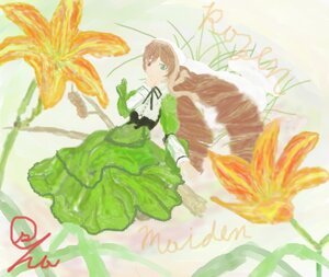 Rating: Safe Score: 0 Tags: 1girl black_ribbon brown_hair bug butterfly dress flower frills green_dress green_eyes heterochromia image insect leaf long_hair long_sleeves looking_at_viewer ribbon solo suiseiseki very_long_hair User: admin