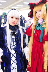 Rating: Safe Score: 0 Tags: blonde_hair blue_eyes dress hat lips long_hair looking_at_viewer multiple_cosplay multiple_girls red_eyes shinku suigintou tagme User: admin