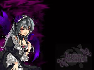 Rating: Safe Score: 0 Tags: 1girl black_wings breasts dress flower frills gothic_lolita hairband image lolita_fashion long_hair long_sleeves looking_at_viewer red_eyes rose silver_hair smile solo suigintou wings User: admin