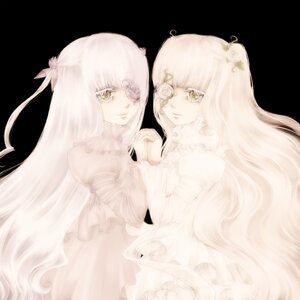 Rating: Safe Score: 0 Tags: 2girls barasuishou dress eyepatch flower frills hair_flower hair_ornament holding_hands image kirakishou long_hair multiple_girls pair rose smile vertical_stripes very_long_hair white_flower white_hair white_rose yellow_eyes User: admin