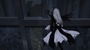 Rating: Safe Score: 0 Tags: 1girl dress flower frills hairband image lolita_hairband long_hair long_sleeves monochrome solo standing suigintou wings User: admin