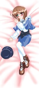 Rating: Safe Score: 0 Tags: 1girl blush boots brown_footwear brown_hair frills full_body green_eyes hat hat_removed headwear_removed heterochromia image long_sleeves looking_at_viewer lying on_side pantyhose red_eyes skirt solo souseiseki top_hat white_legwear User: admin