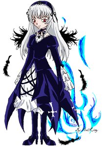 Rating: Safe Score: 0 Tags: 1girl auto_tagged black_wings boots dress feathers flower frills full_body hairband image long_hair long_sleeves looking_at_viewer red_eyes rose silver_hair simple_background solo standing suigintou white_background wings User: admin