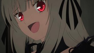 Rating: Safe Score: 3 Tags: 1girl :d bangs close-up face fang hair_ribbon image looking_at_viewer open_mouth red_eyes ribbon smile solo suigintou User: admin