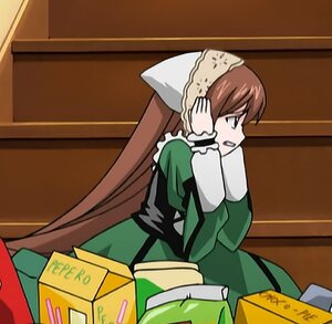 Rating: Safe Score: 0 Tags: 1girl apron blush box brown_hair cardboard_box dress green_dress head_scarf image in_box in_container long_hair long_sleeves solo suiseiseki very_long_hair User: admin