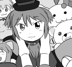 Rating: Safe Score: 0 Tags: :3 collar greyscale hat image monochrome multiple_girls open_mouth smile solo souseiseki User: admin
