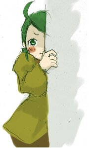 Rating: Safe Score: 0 Tags: 1girl ahoge green_eyes green_hair image kanaria long_sleeves looking_at_viewer simple_background solo white_background User: admin