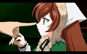 Rating: Safe Score: 0 Tags: 1girl braid brown_hair dress green_eyes hands image letterboxed long_hair profile ribbon solo solo_focus suiseiseki twin_braids User: admin