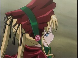 Rating: Safe Score: 0 Tags: 1girl auto_tagged blonde_hair blue_eyes bonnet bow dress flower green_bow image long_hair long_sleeves looking_afar pink_flower pink_rose profile red_dress rose shinku solo User: admin