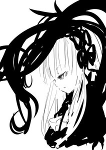 Rating: Safe Score: 0 Tags: 1girl bangs blush braid closed_mouth greyscale image long_hair monochrome profile solo suigintou upper_body white_background User: admin