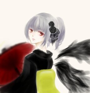 Rating: Safe Score: 0 Tags: 1girl black_flower black_rose flower hair_flower hair_ornament image looking_at_viewer rose short_hair silver_hair solo striped suigintou wings User: admin