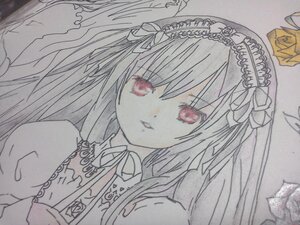 Rating: Safe Score: 0 Tags: 1girl dress flower hairband image long_hair looking_at_viewer red_eyes ribbon rose solo suigintou traditional_media User: admin