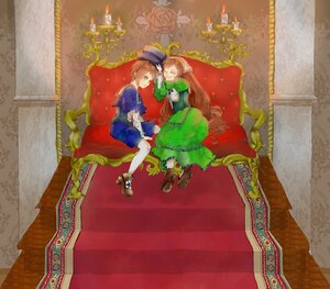 Rating: Safe Score: 0 Tags: brown_hair closed_eyes flower green_eyes hat image multiple_boys painting_(object) pair souseiseki suiseiseki throne User: admin