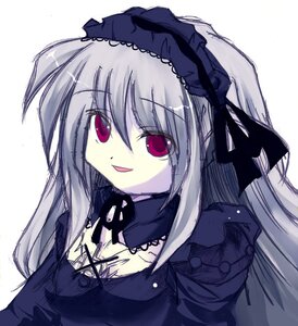 Rating: Safe Score: 0 Tags: 1girl :d black_dress bow choker collar detached_collar dress frills hairband image long_hair long_sleeves open_mouth puffy_sleeves silver_hair simple_background smile solo suigintou upper_body white_background User: admin